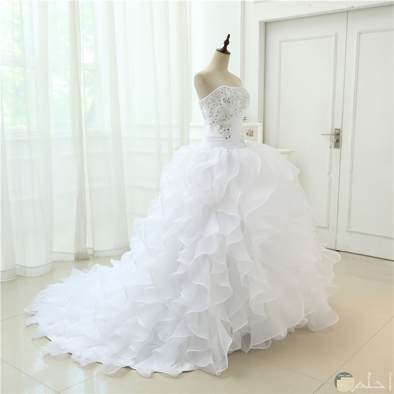 صورة رائعة لفستان زفاف مع ذيل متوسط