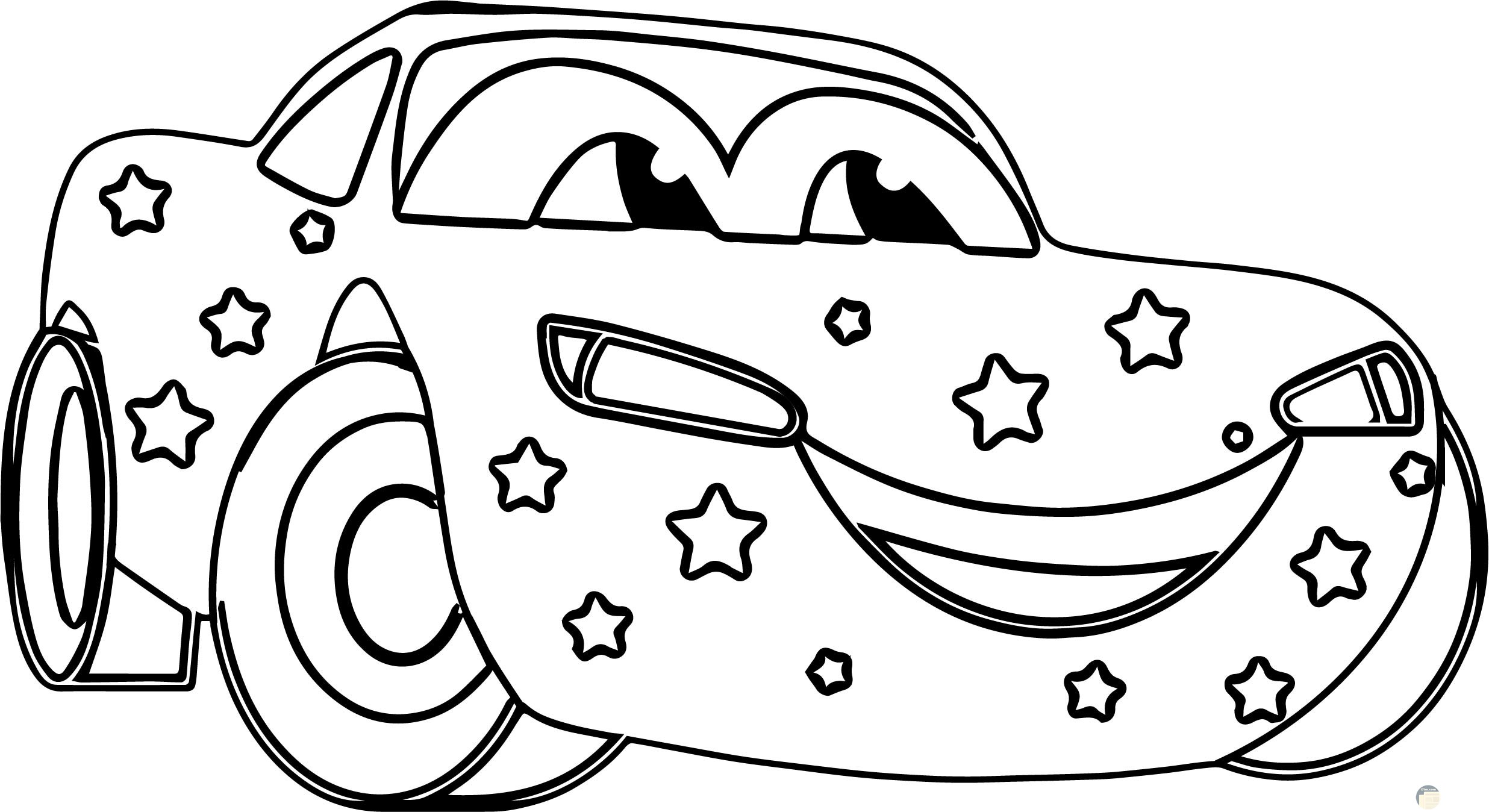 صورة سيارة سباق للتلوين للأطفال عليها نجوم