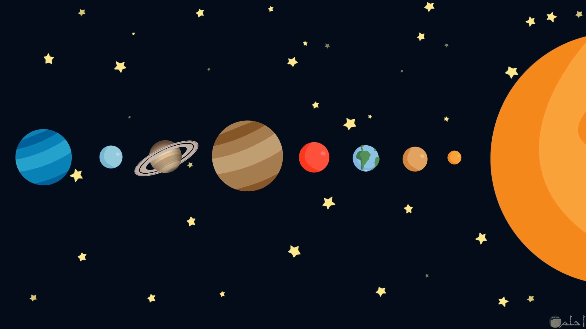 شكل كواكب المجموعة الشمسية بشكل كرتوني للأطفال