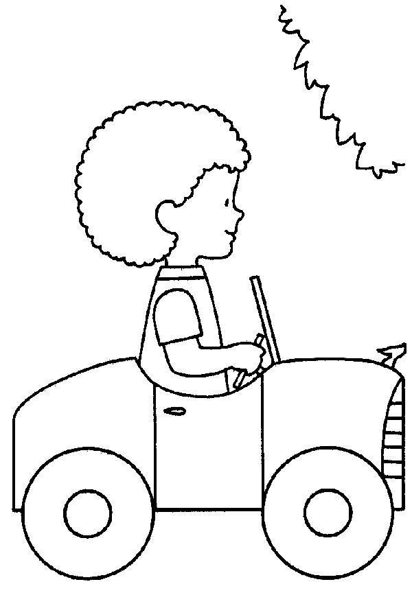 صوره طفل داخل سياره للتلوين