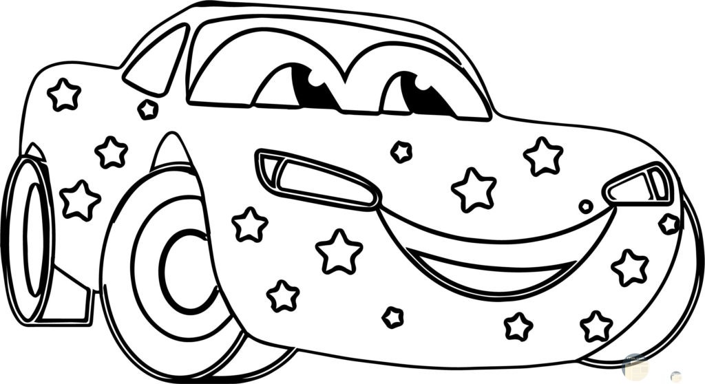 صورة سيارة للتلوين للأطفال عليها نجوم