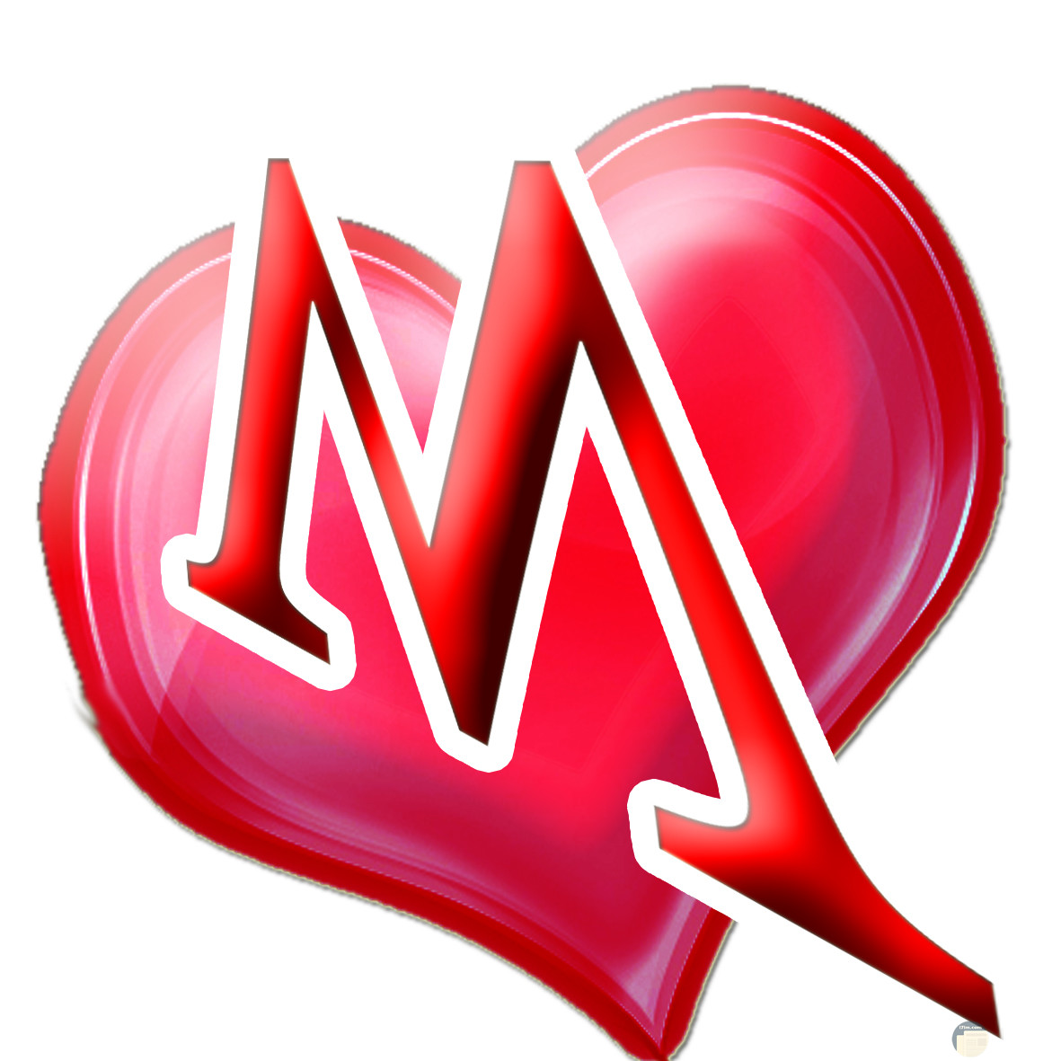 حرف M داخل قلب أحمر