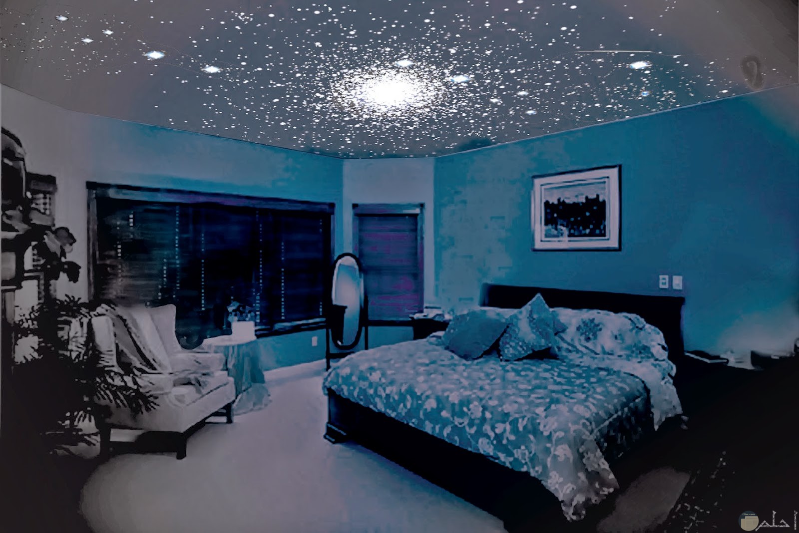 سقف غرفة نوم من النجوم اللامعة
