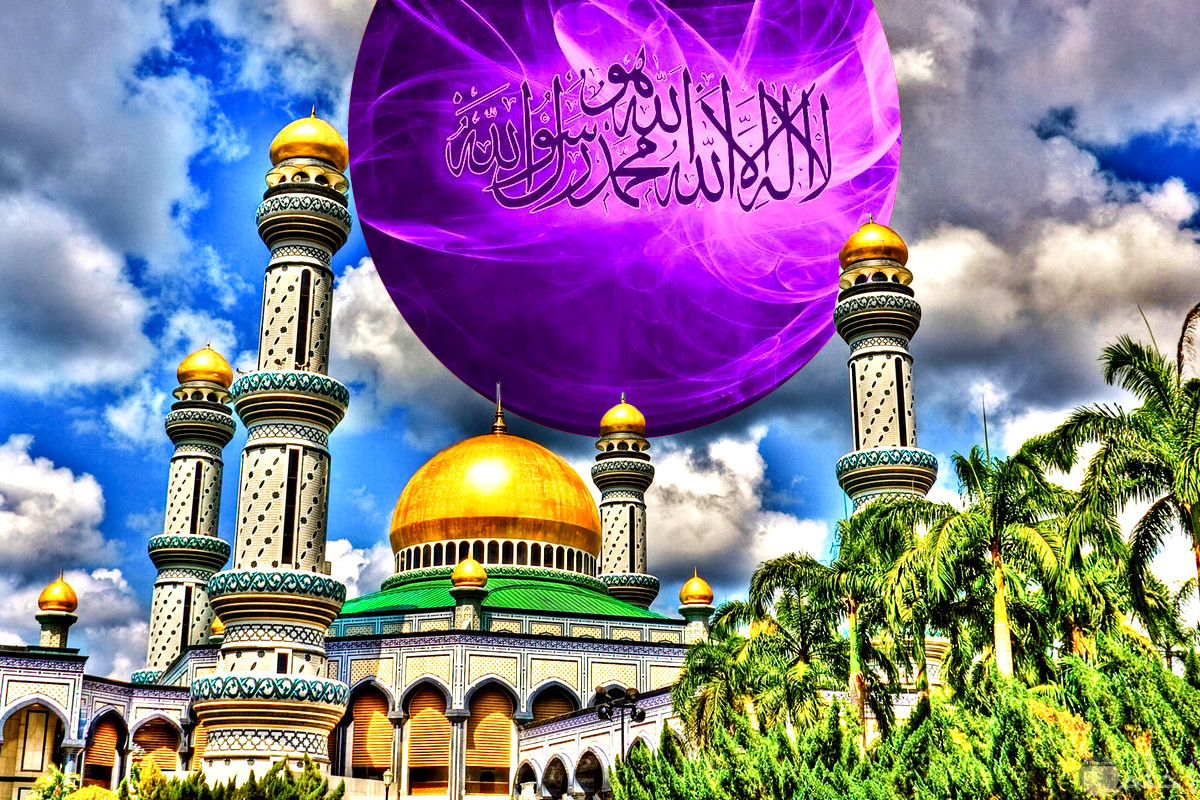صورة مسجد مع عبارة لا اله الا الله محمدا رسول الله