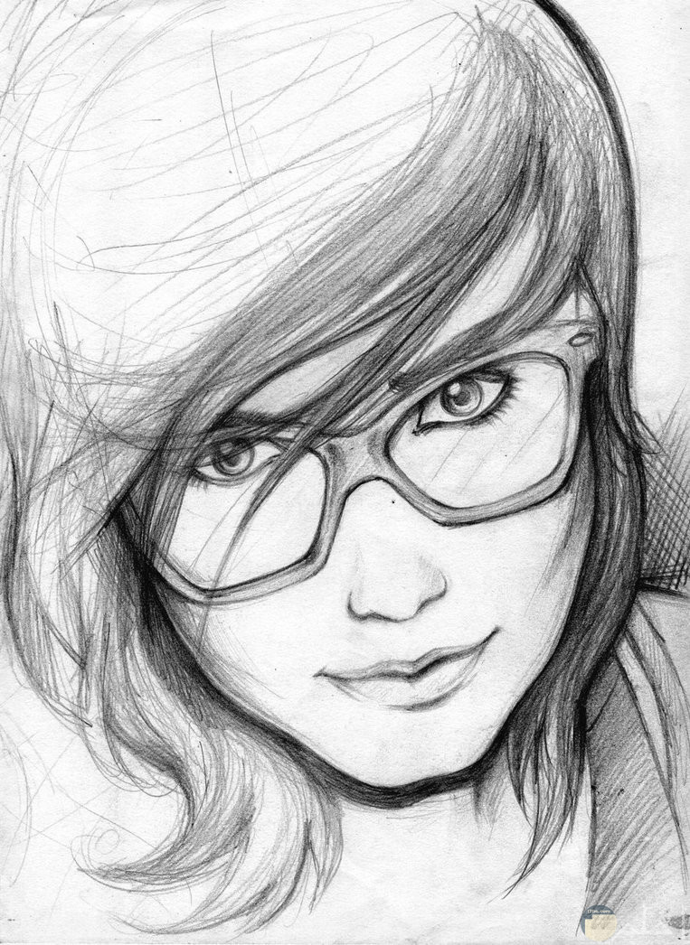رسمة أنمي لفتاة بنظارة جميلة.