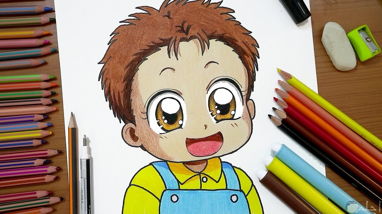 رسمة أنمي لطفل ملونة.