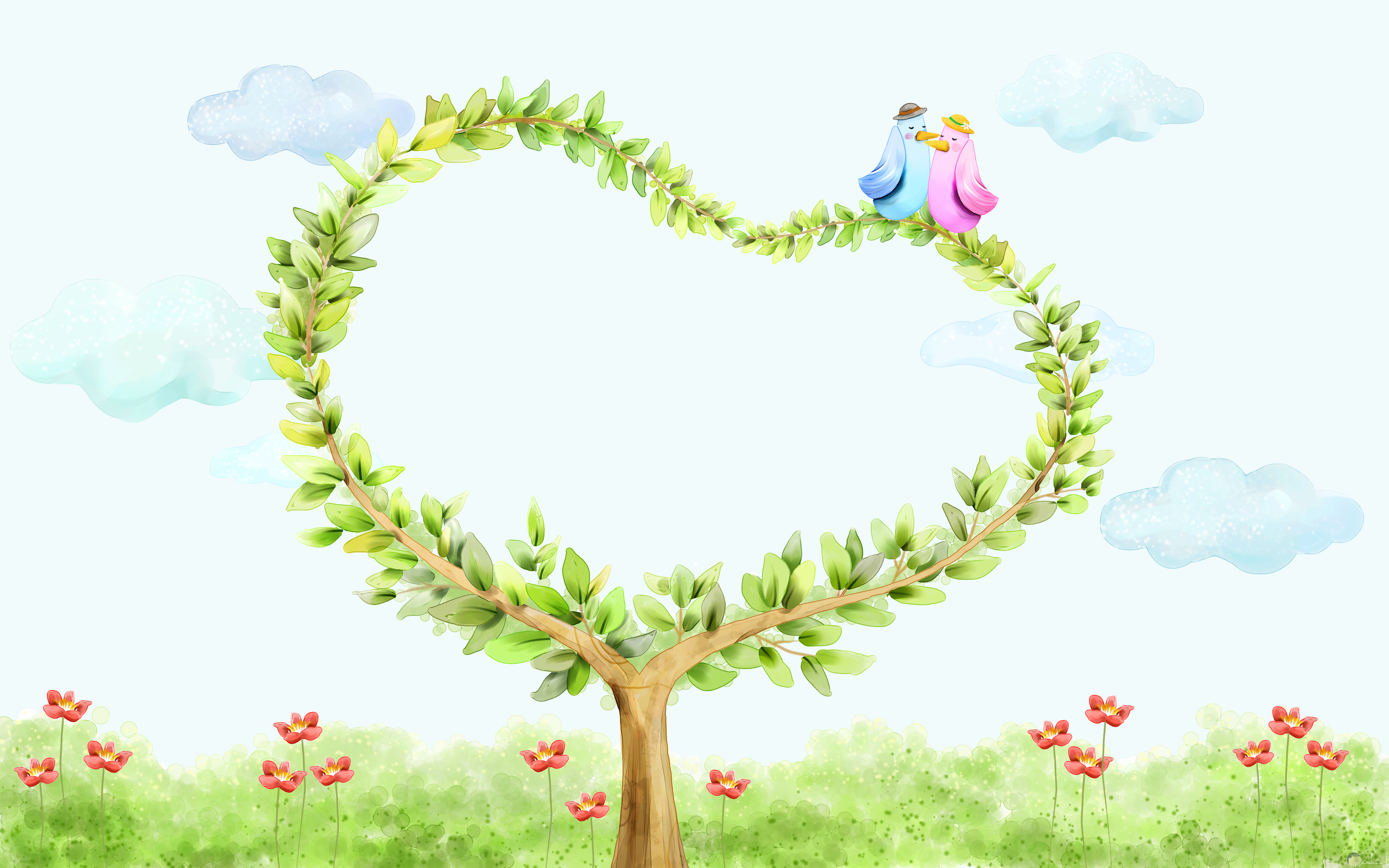 قلب اخضر مرسوم في صورة كرتونية جميلة ورومانسية