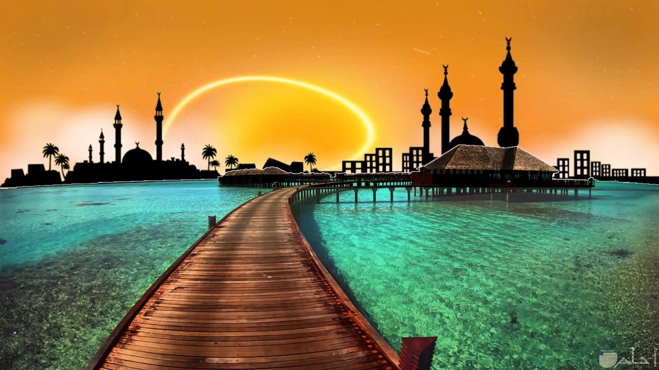 منظر للمساجد مع غروب الشمس روعة.