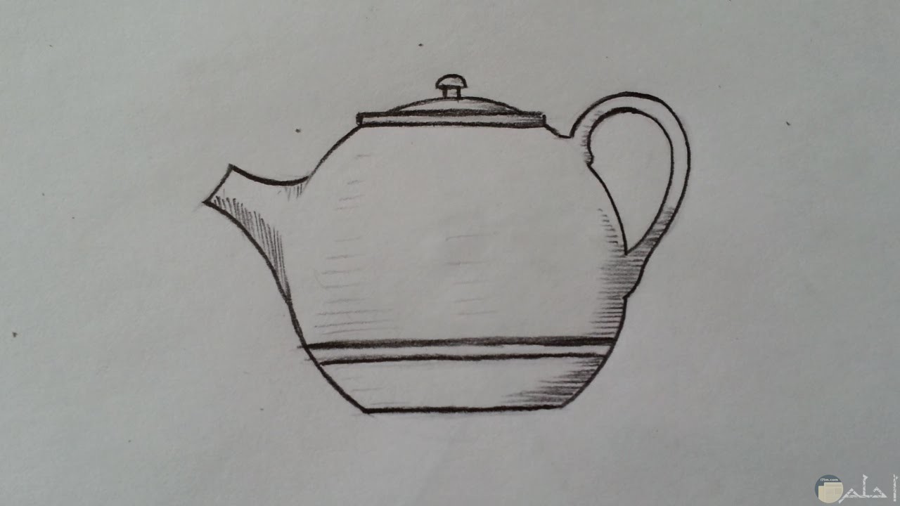 رسم بالرصاص لأبريق شاي بسيط و سهل.