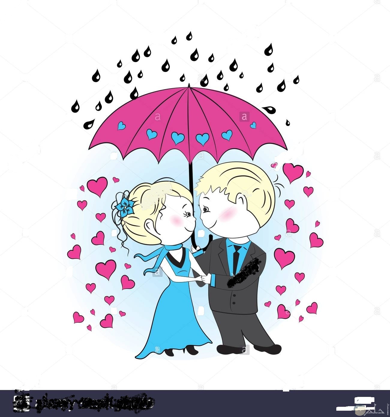 الرومانسية الرائعة تحت المطر.