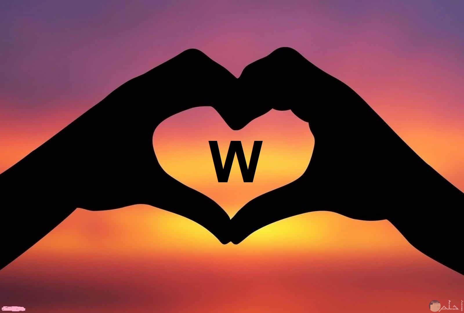 حرف W مكتوب داخل قلب.