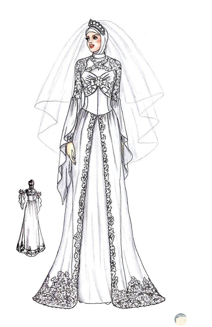 تصميم فستان زفاف للمحجبات بالجيبير و التطريز.