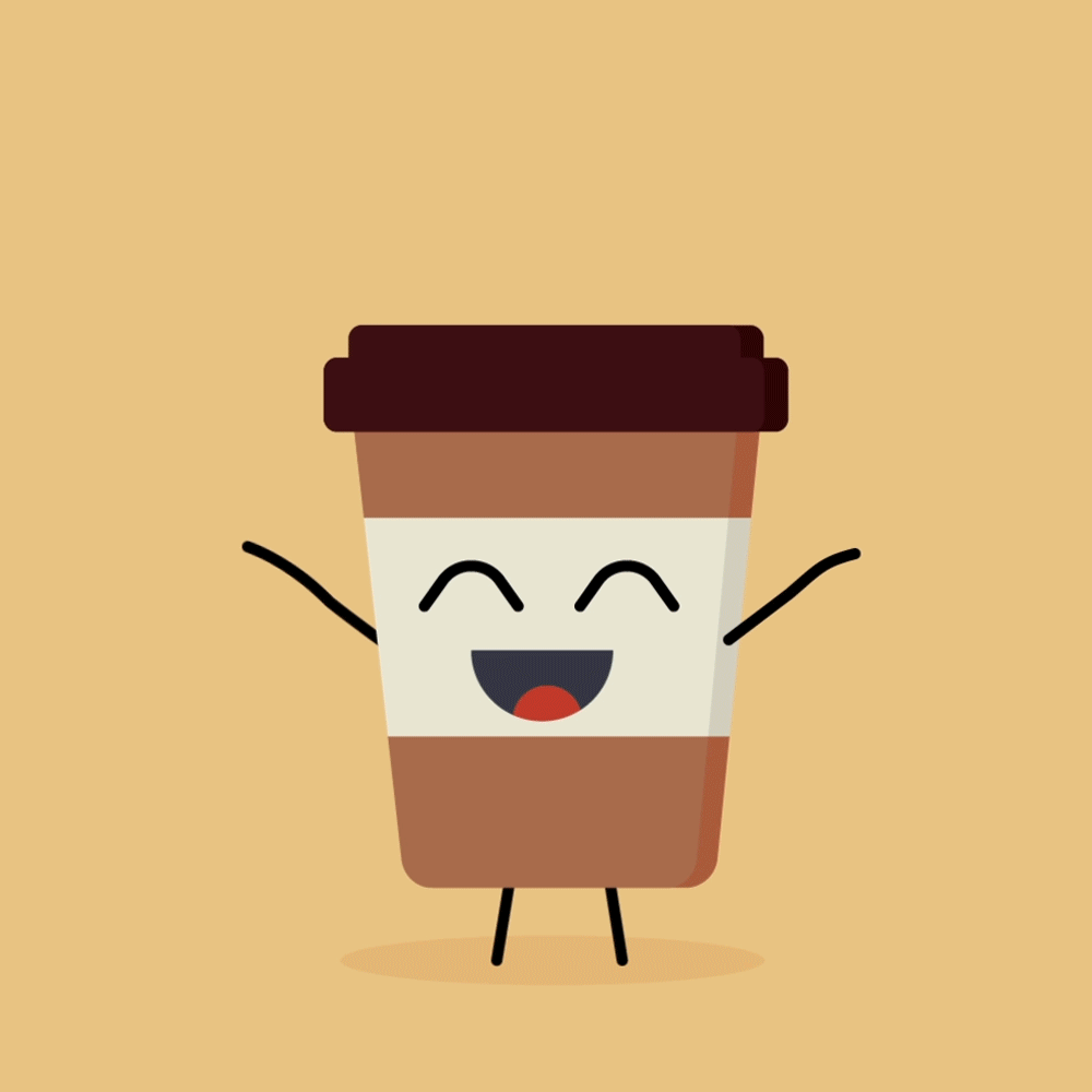 كوب قهوة يخرج منه صباح الخير متحركة.