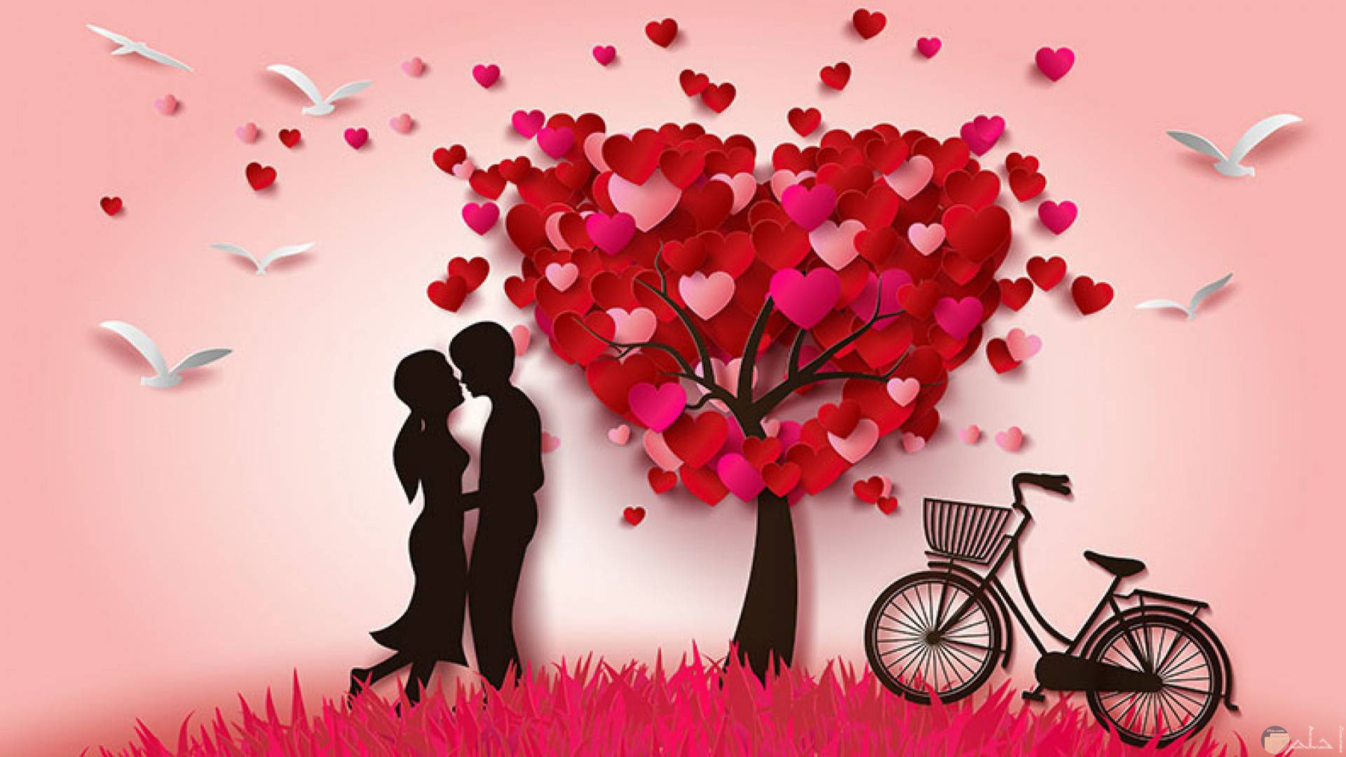 رسمة قلوب حب و رومانسية Wallpaper 