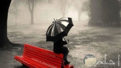 صورة بروفايل لفتاة تجلس تحت المطر.