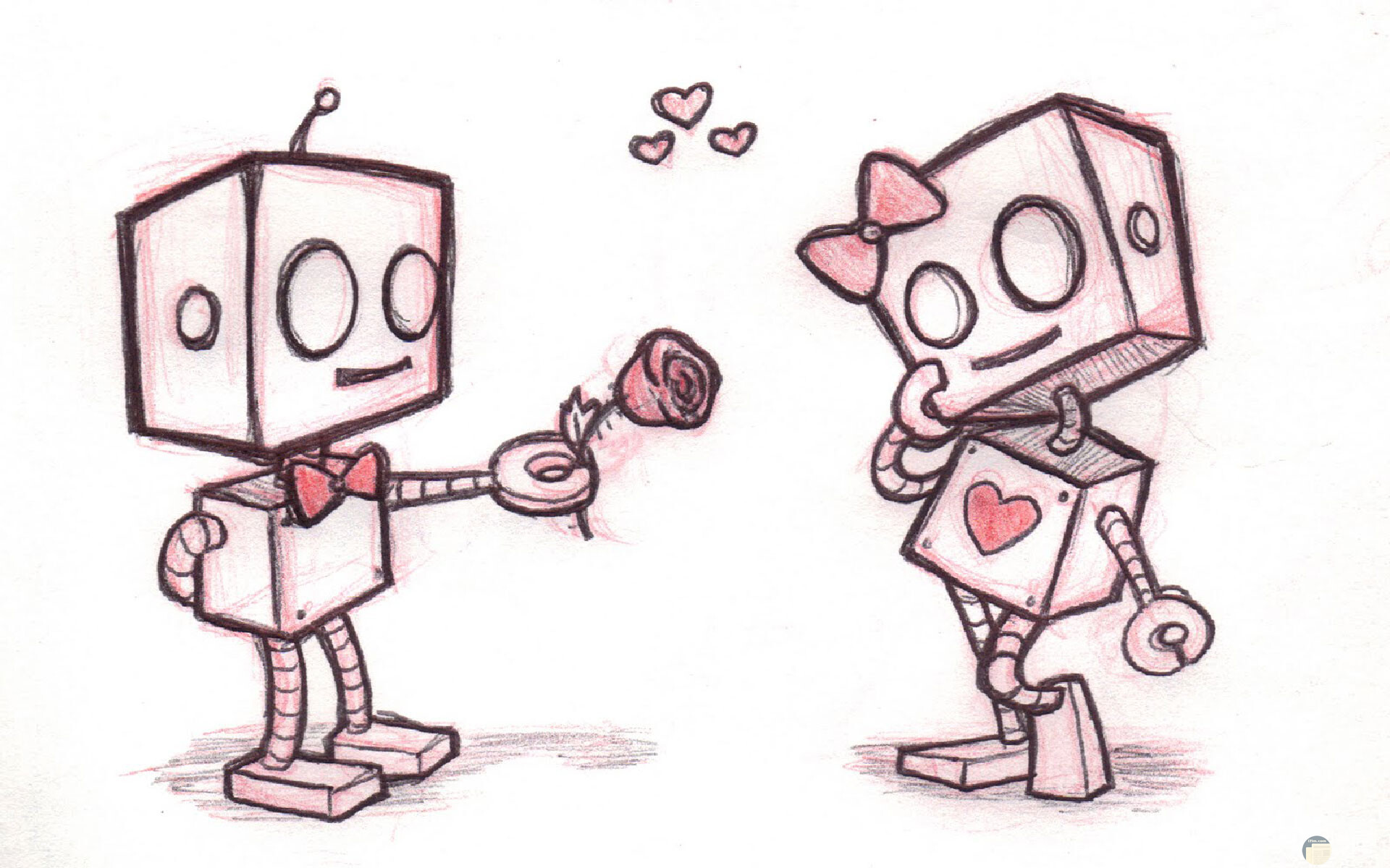رسم روبوت ملون رومانسي و كيوت جداً.