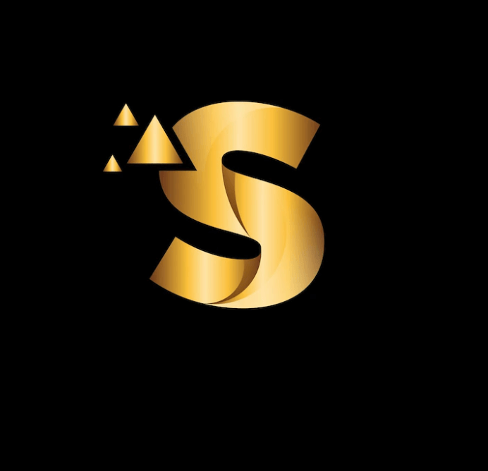 صورة حرف S فخم باللون الذهبي مع خلفية سوداء