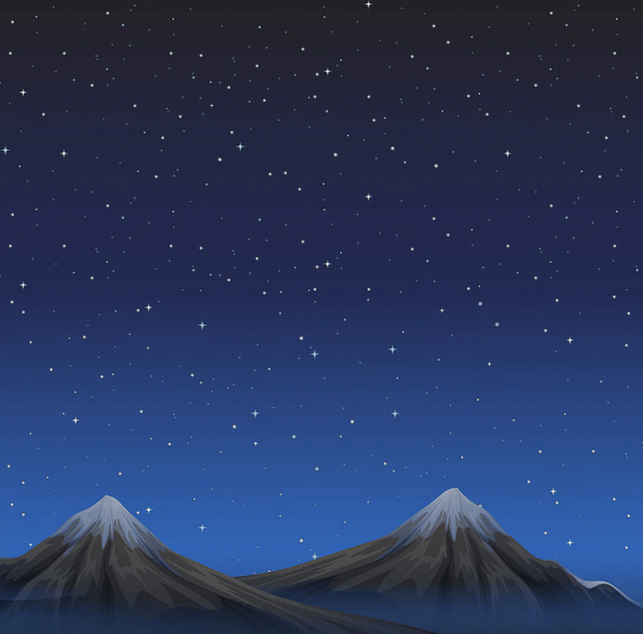 صورة جميلة لمحبي الخلفيات الكرتونية فيها منظر الجبال في الليل مع النجوم