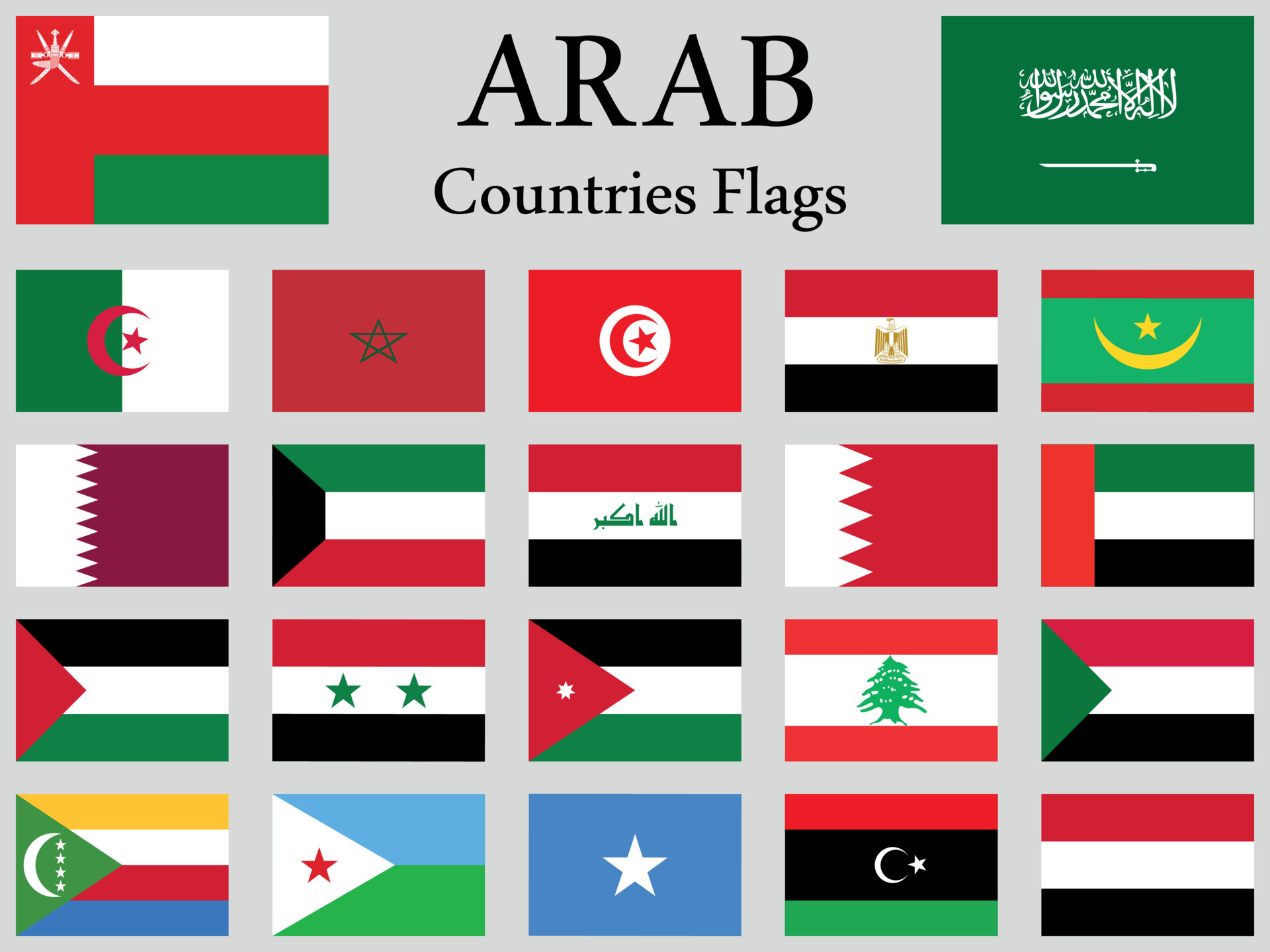 جميع أعلام دول الوطن العربي