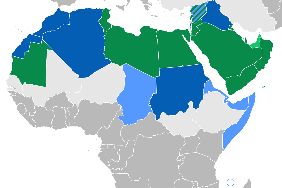 خريطة تجمع الوطن العربي صماء وملونة