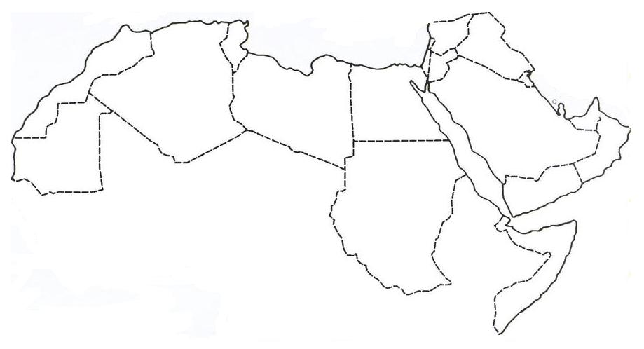 خريطة الدول العربية صماء وغير ملونة