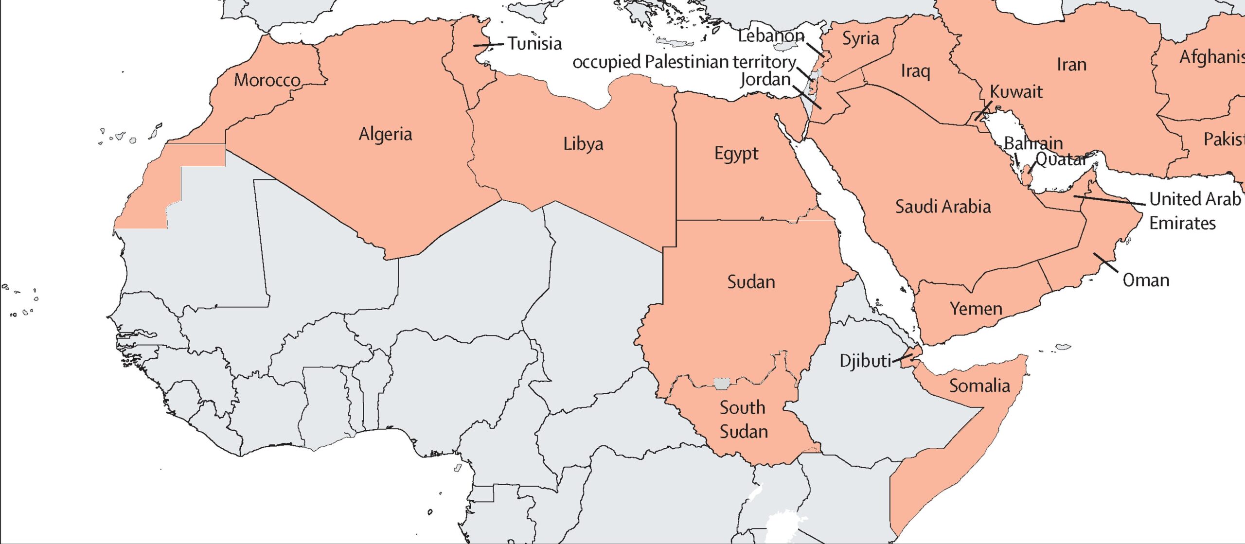 خريطة شاملة لدول الوطن العربي بالإنجليزية