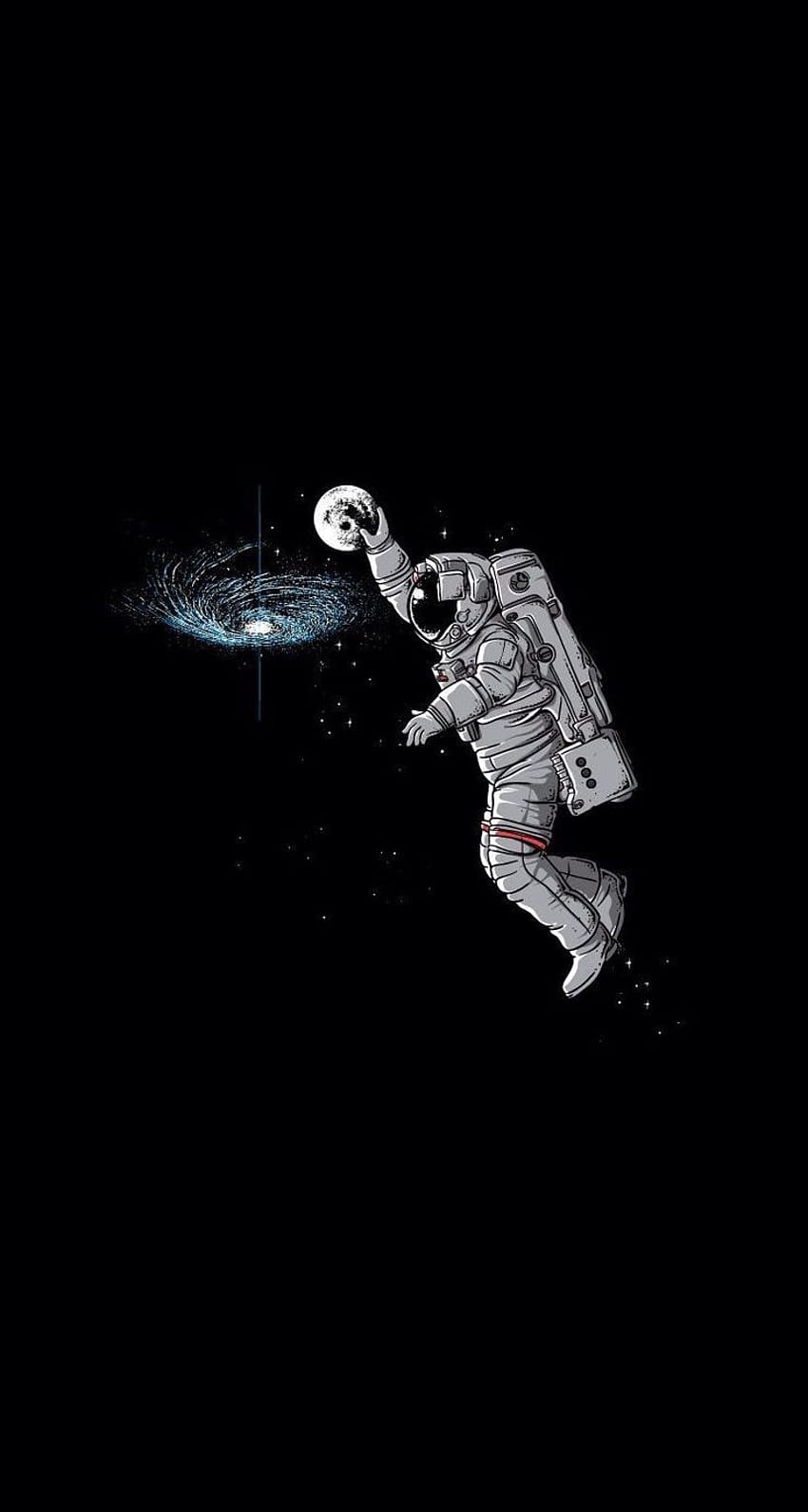 رجل فضاء يلقي القمر بالثقب الأسود