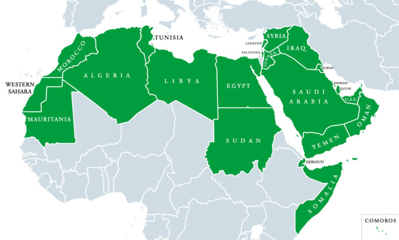 خريطة دول العالم العربي بالإنجليزية