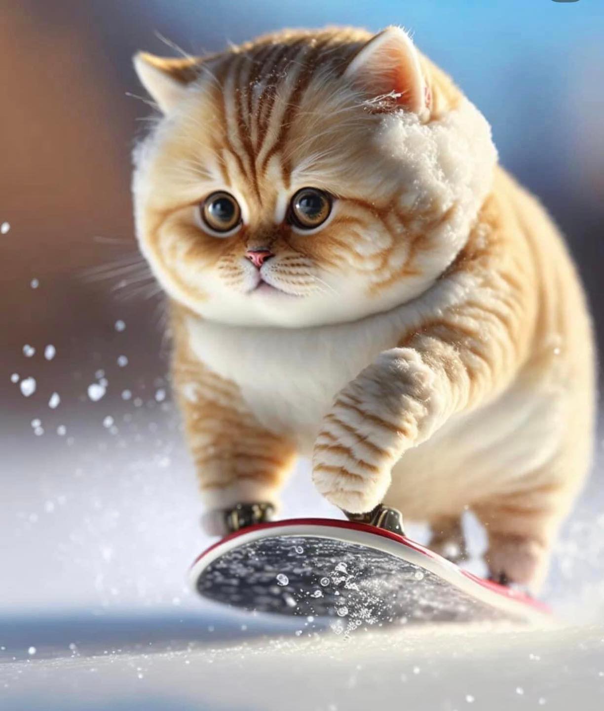 صورة لقط كيوت يتزحلق علي الجليد
