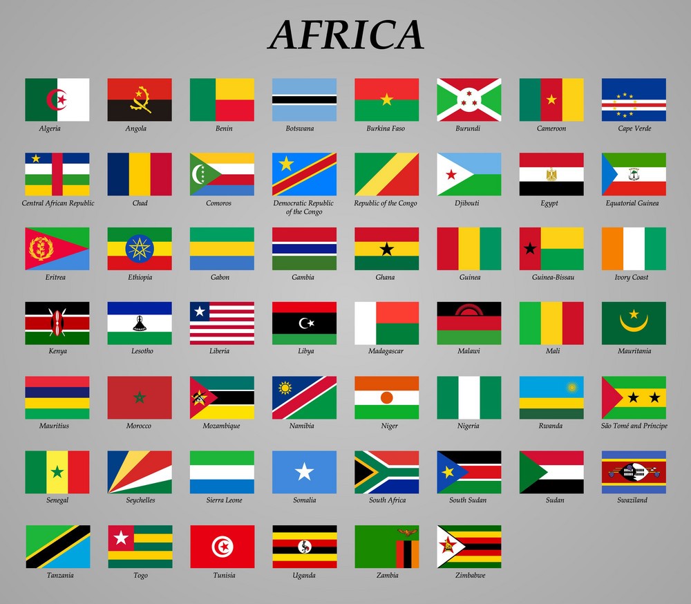 كل أعلام قارة أفريقيا بالانجليزي