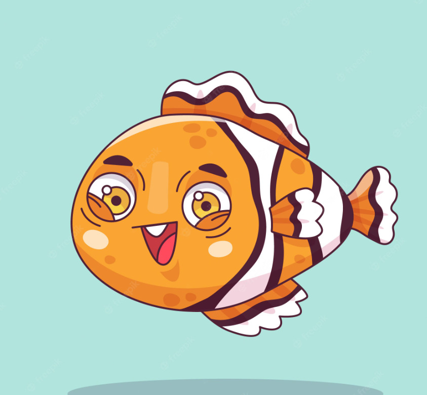 سمكة كيوت كرتون برتقالية تضحك