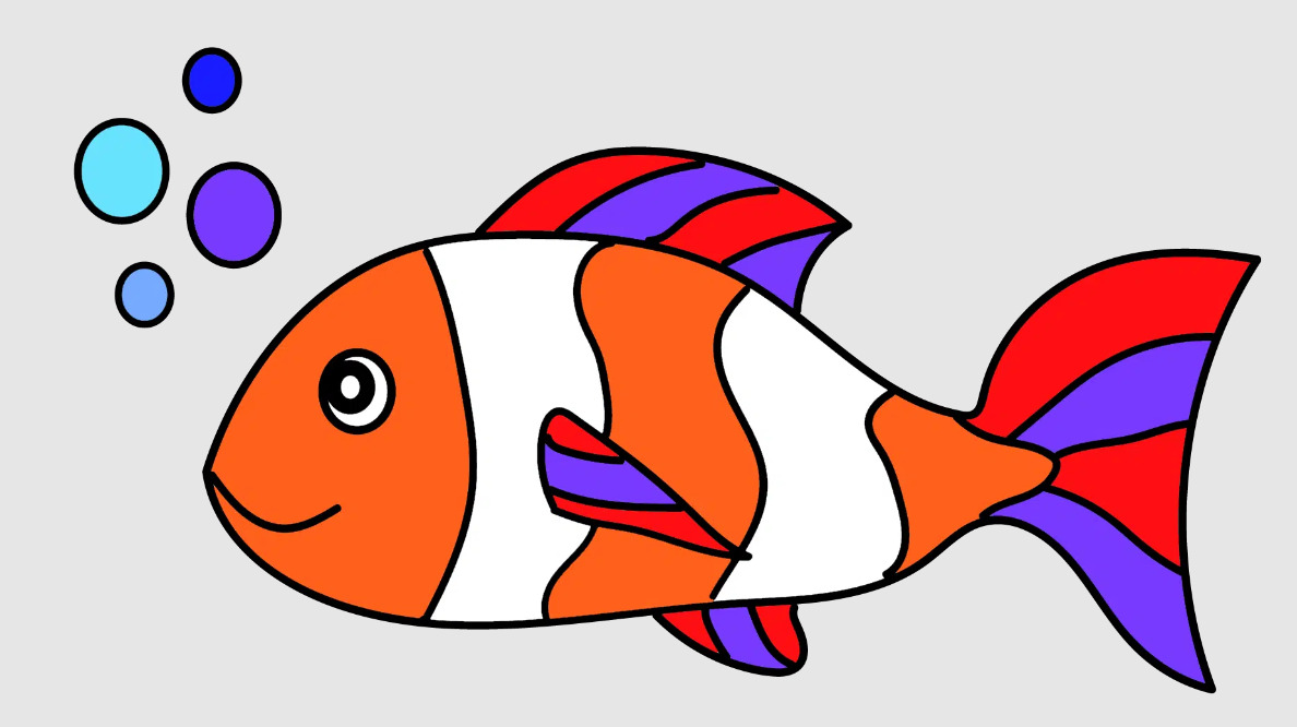 رسمة سمكة كبيرة ملونة