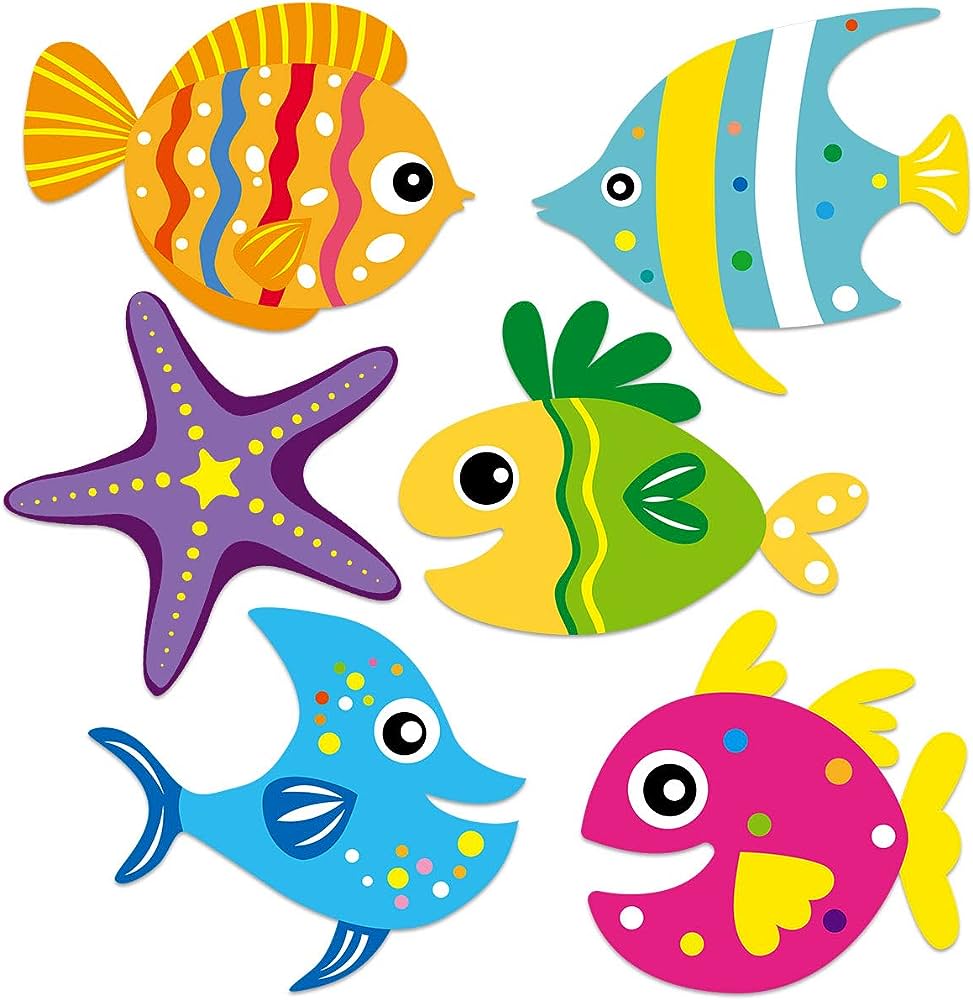 مجموعة رسومات جميلة أسماك ملونة