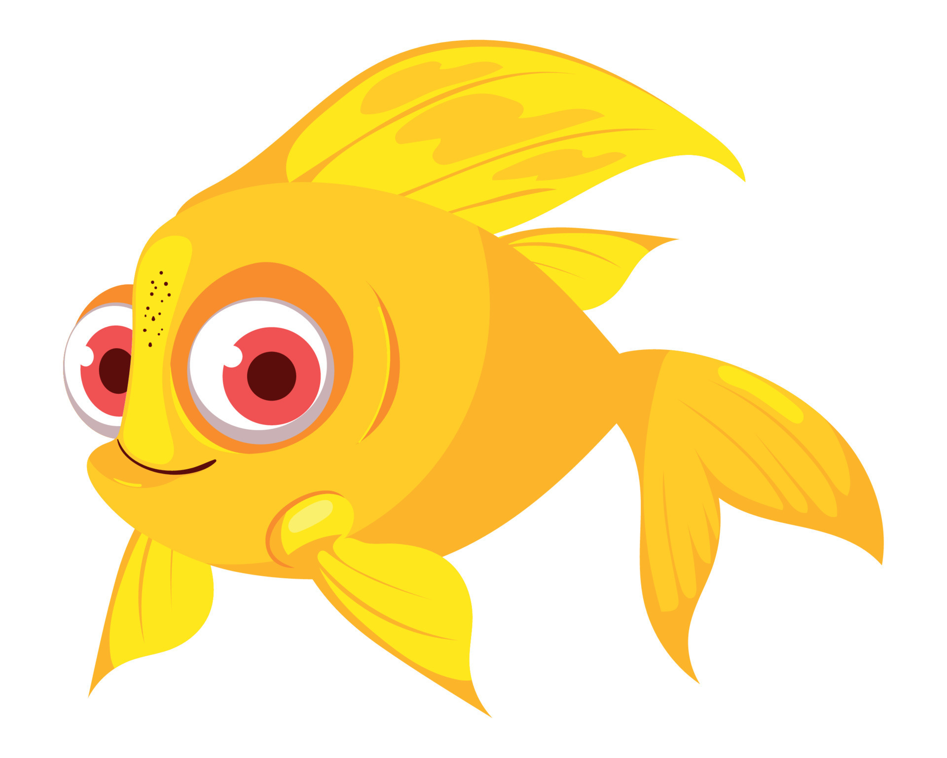 سمكة ذهبية اللون كرتون تبتسم