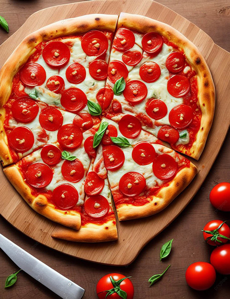 صورة بيتزا مع طماطم من الأعلي